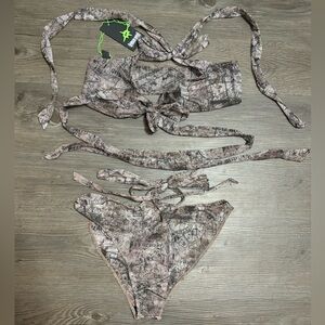 NWT Darker Wavs / Dolls Kill Downbeat Map Print Wrap Lingerie Set